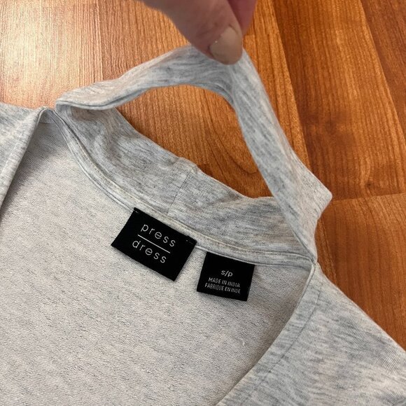 Press Soft Knit Tshirt Dress Light Heather Grey Sz Small Peek-a-Boo Neckline - Picture 4 of 8